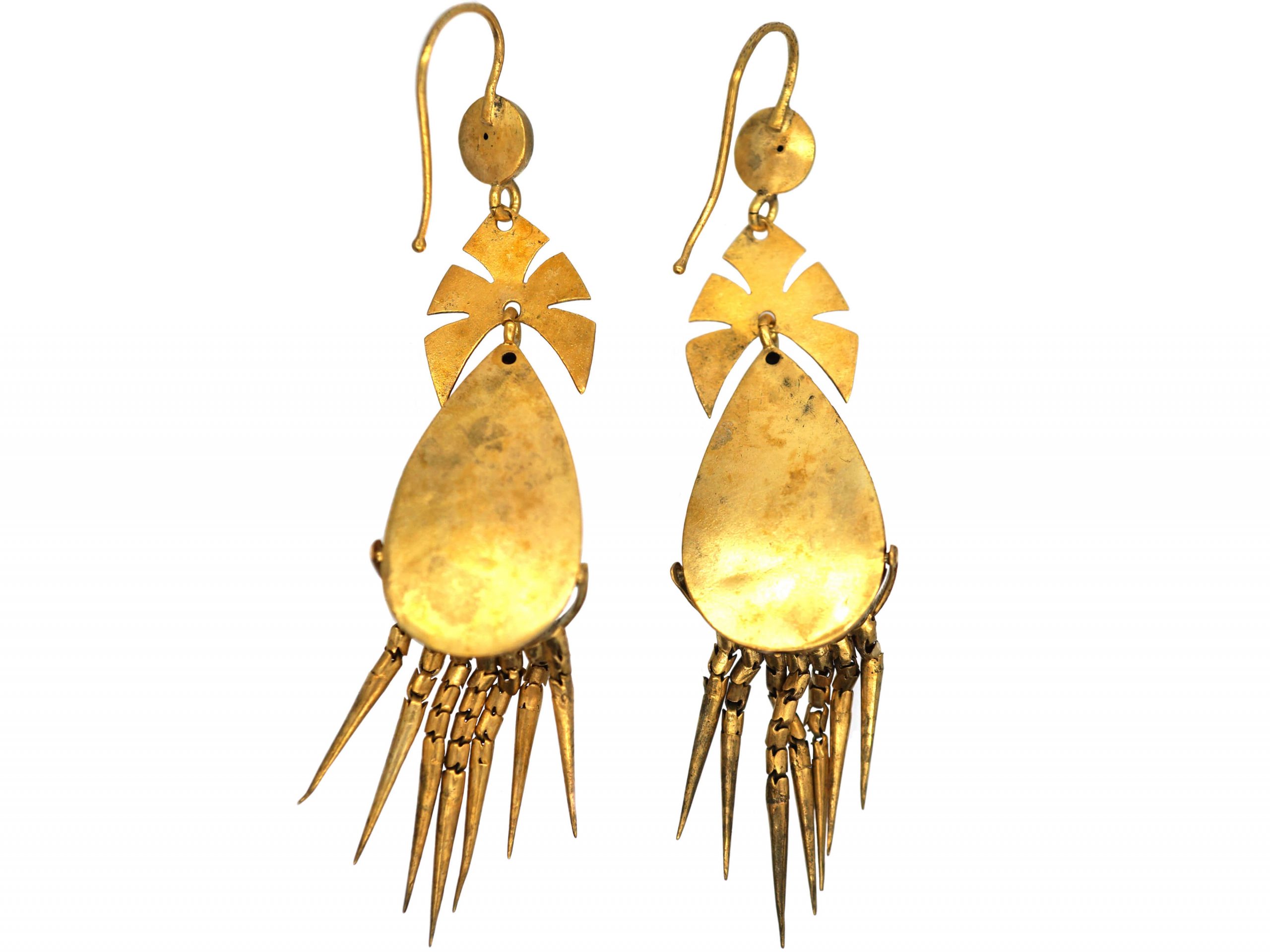 Victorian 18ct Gold Etruscan Revival Fringe Drop Earrings (118R) | The ...