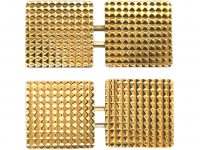 9ct Gold Hobnail Design Square Cufflinks