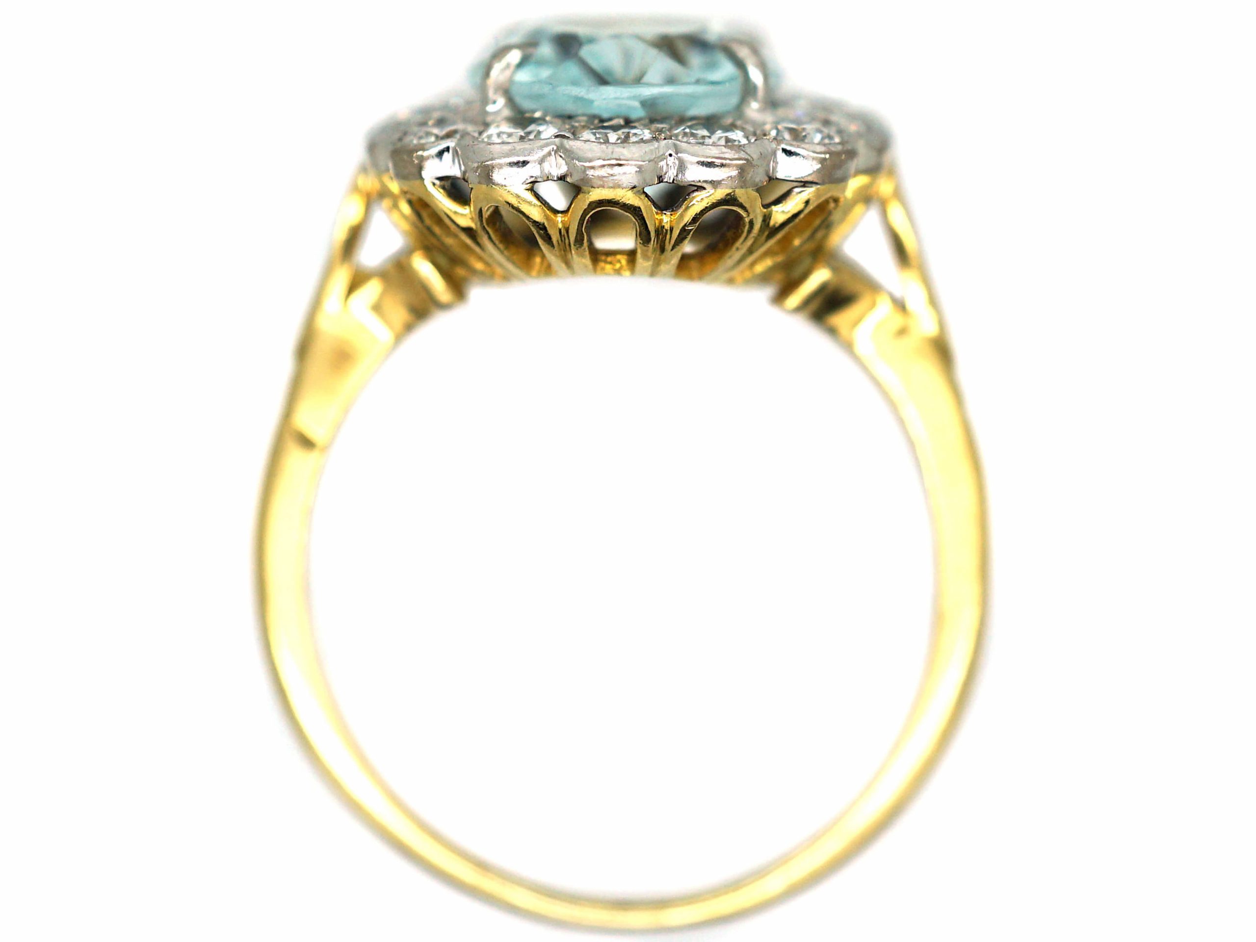 🤍 A fine Aquamarine and Diamond cluster ring main image 1