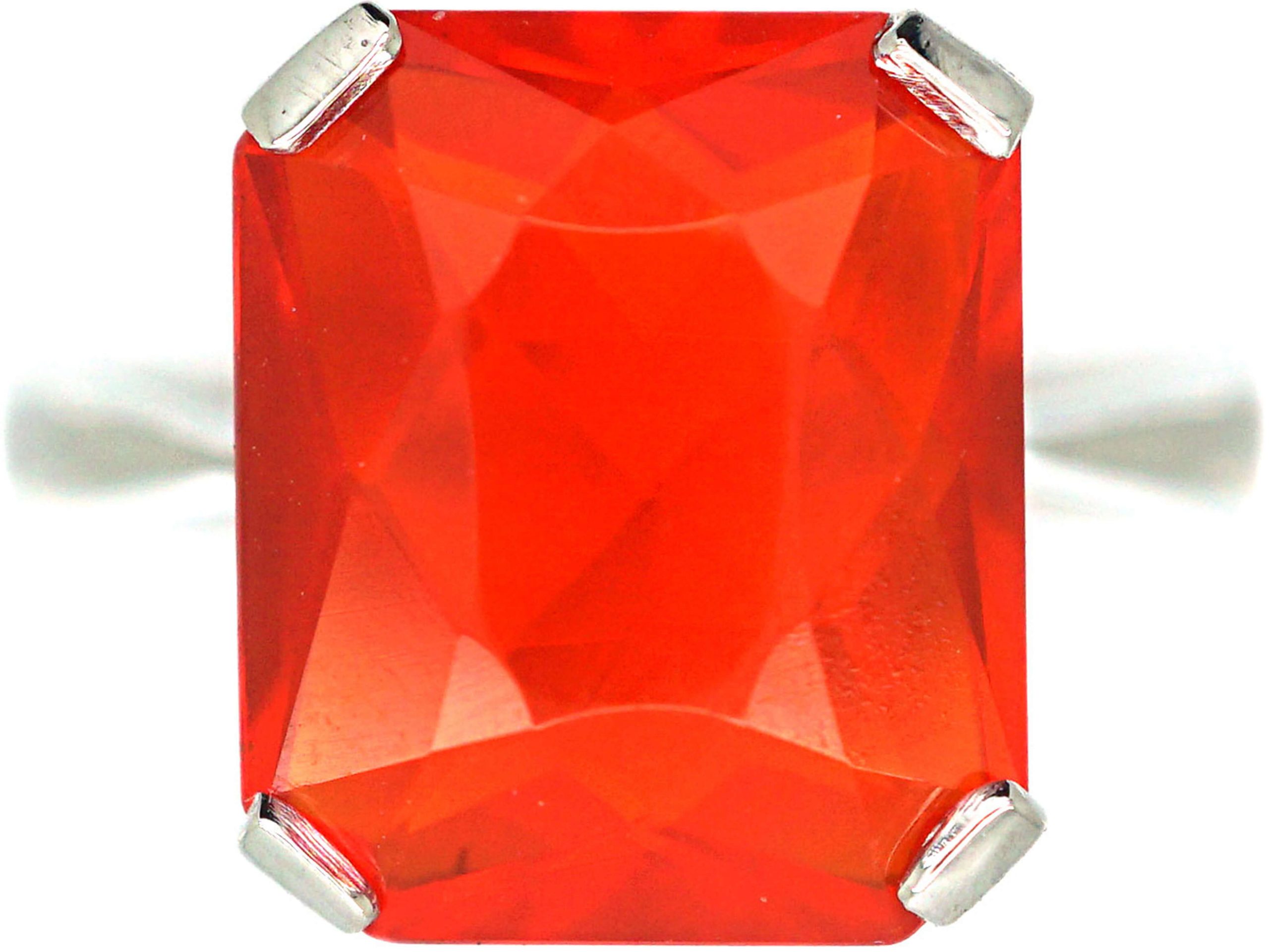 Art Deco 18ct White Gold & Fire Opal Ring Art Deco 18ct White Gold & Fire Opal Ring