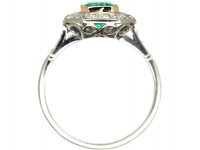 Art Deco Platinum, Emerald & Diamond Octagonal Cluster Ring