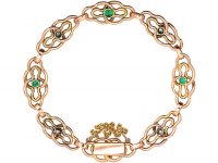 Art Nouveau 15ct Gold, Emerald & Diamond Bracelet