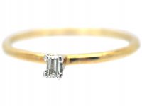 18ct Gold & Claw Set Small Baguette Diamond Ring