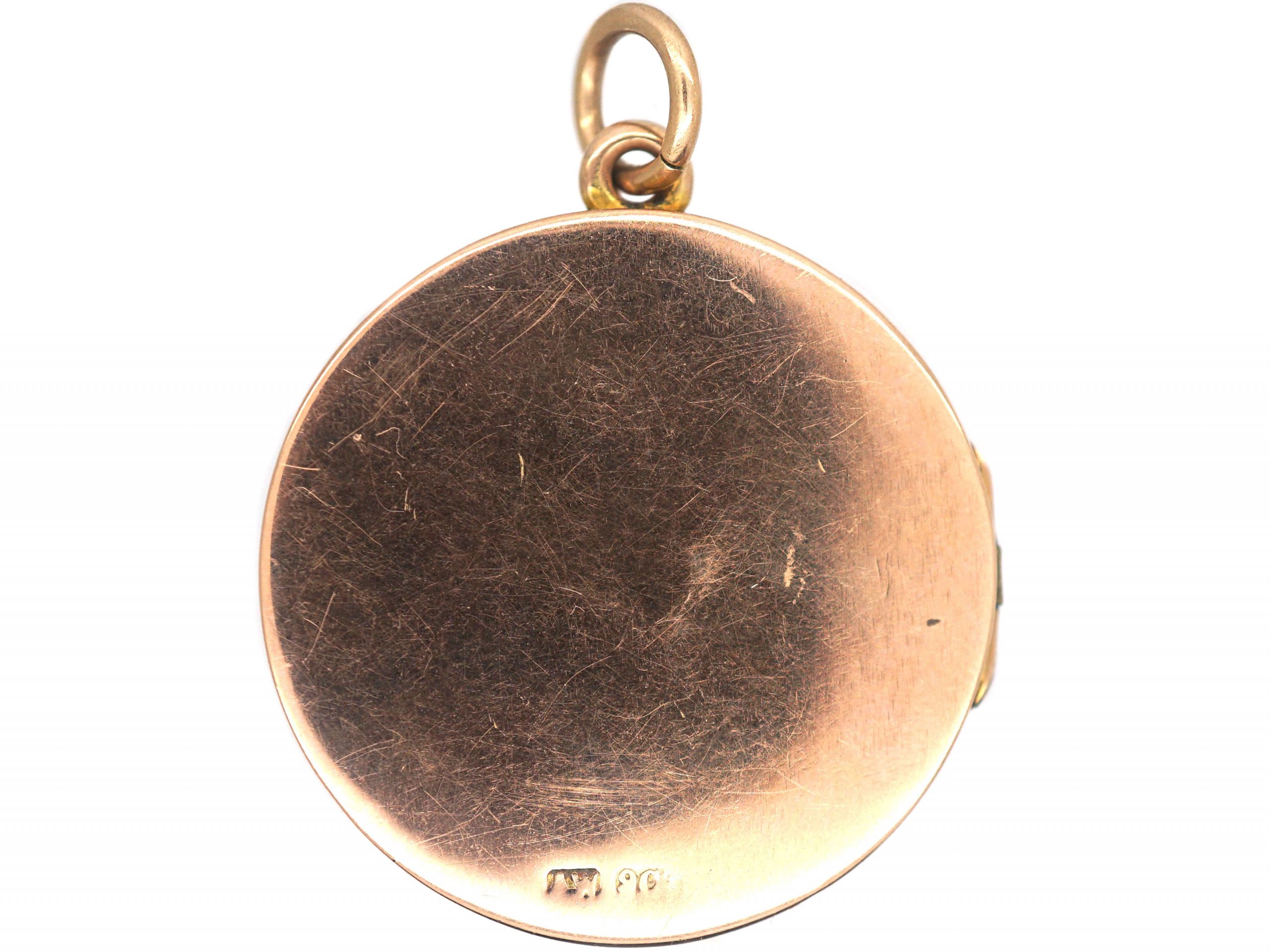 Edwardian 9ct Gold Round Locket set with an Opal (290R) | The Antique ...