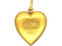 French Belle Epoque 18ct Gold Heart Pendant set with Natural Split Pearls