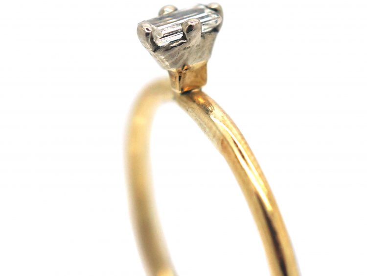 Slim 18ct Gold & Baguette Diamond Ring