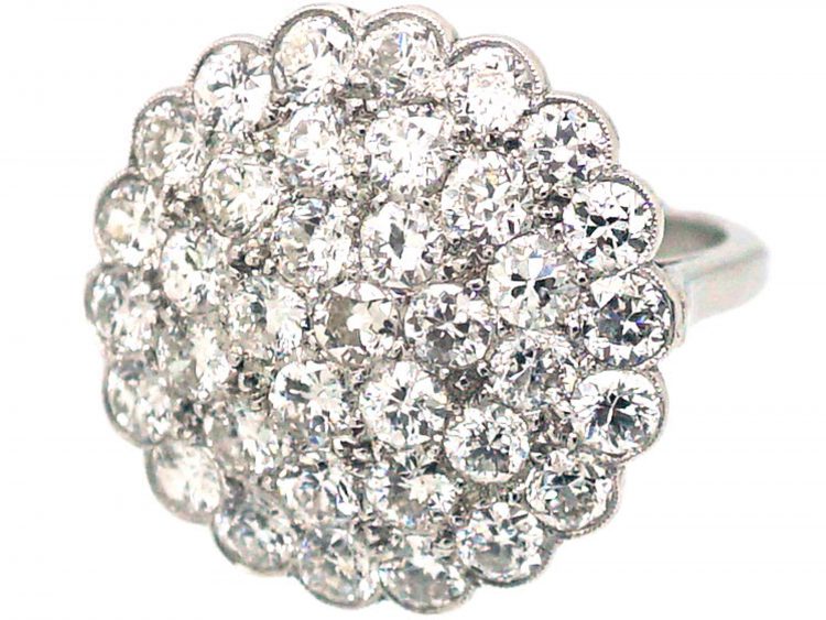 18ct White Gold Large Diamond Cluster Ring