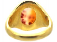 Victorian 18ct Gold & Orange Moss Agate Signet Ring