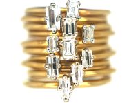 18ct Gold & Long Narrow Claw Set Baguette Diamond Ring
