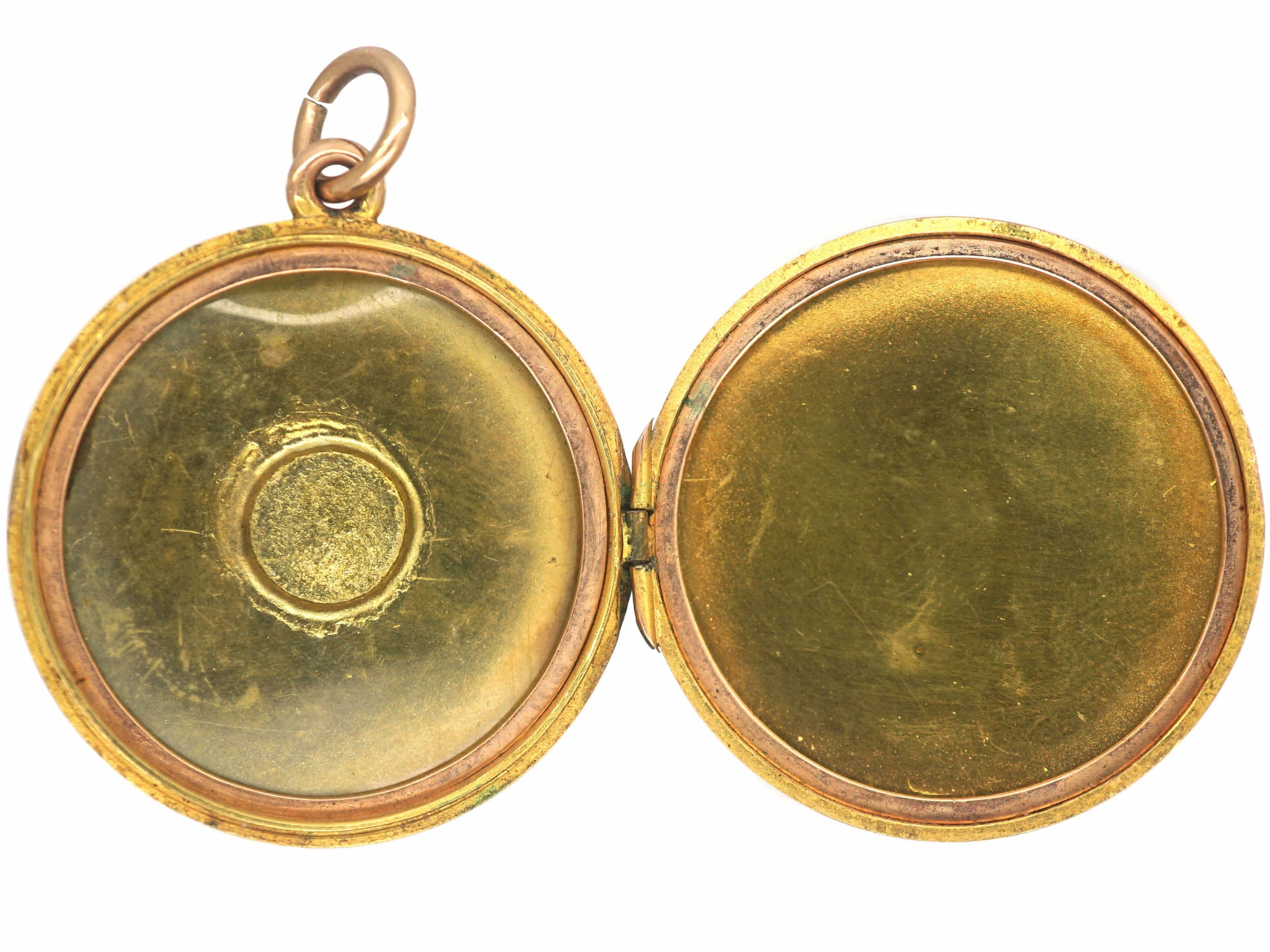 Edwardian 9ct Gold Round Locket set with an Opal (290R) | The Antique ...