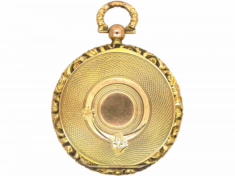 Georgian 15ct Gold Round Locket with Garter Motif
