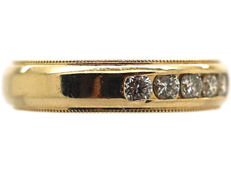 14ct Gold & Diamond Line Ring