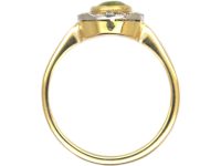 Edwardian 18ct Gold, Rose Diamond & Peridot Oval Cluster Ring