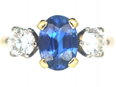 18ct Gold Sapphire & Diamond Three Stone Ring