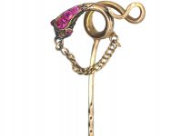 Georgian 15ct Gold Tie Pin of a Snake set with Rubies