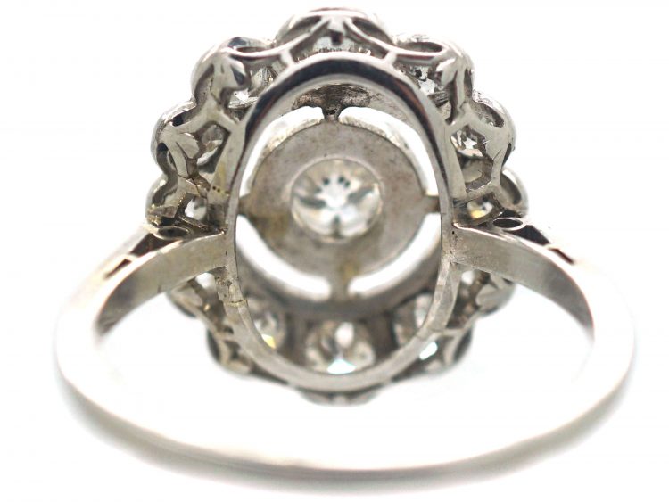 French Art Deco, 18ct White Gold & Diamond Oval Cluster Ring