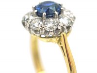 18ct Gold Royal Blue Sapphire & Diamond Cluster Ring