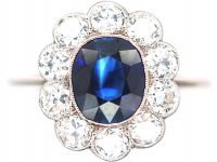 18ct White Gold, Sapphire & Diamond Oval Cluster Ring