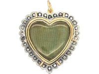 Edwardian 18ct White & Yellow Gold Royal Blue Enamel & Diamond Heart Shaped Pendant