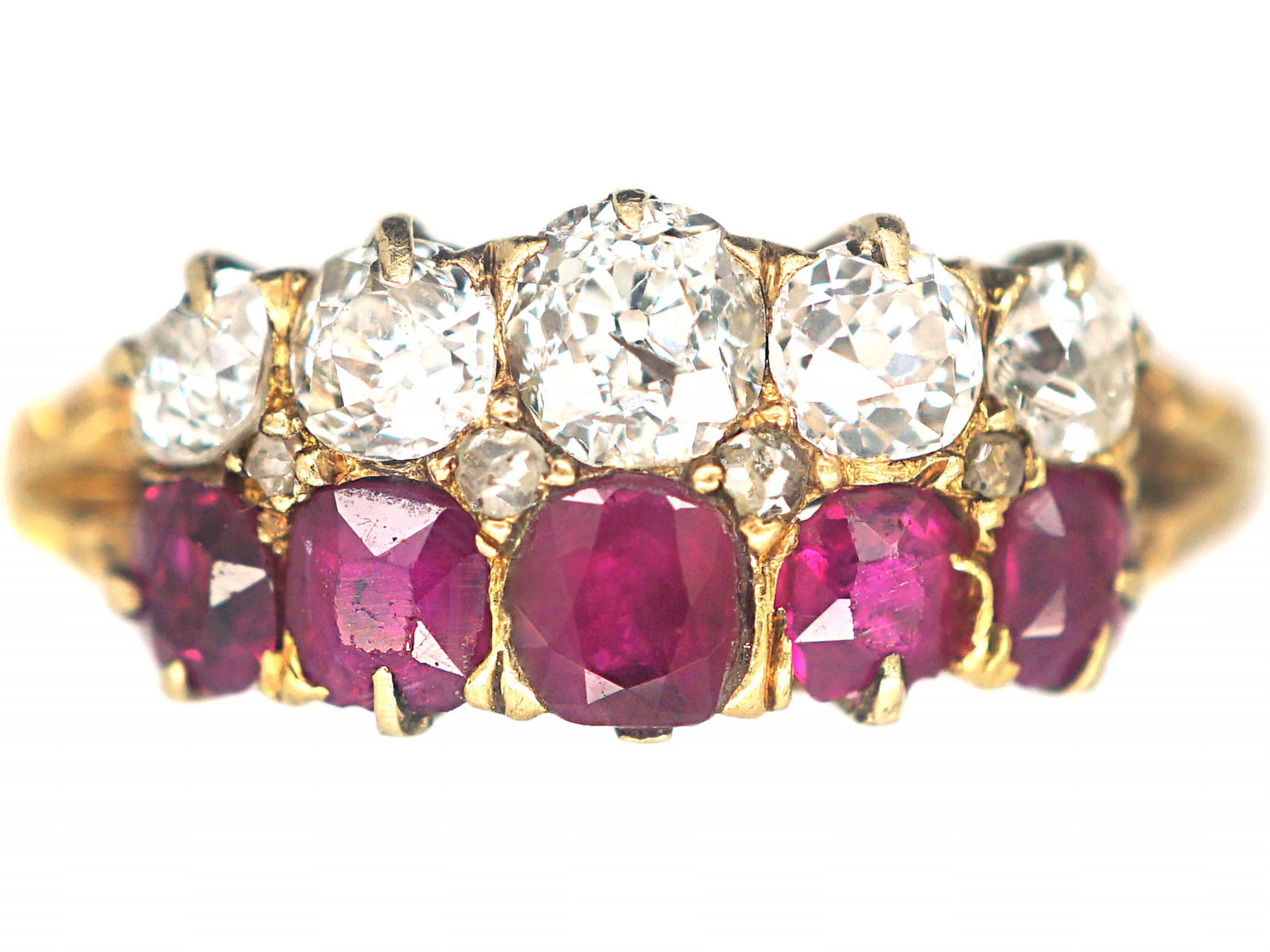 Diamond and Ruby Two Row Ring