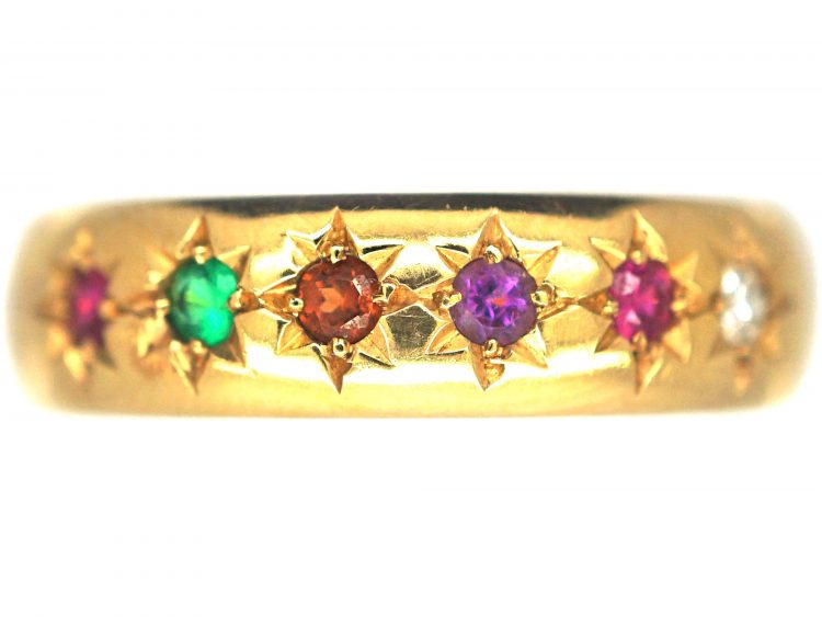 Edwardian 22ct Gold Acrostic Ring set with Gemstones that Spell Regard