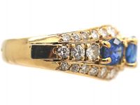 French 18ct Gold, Sapphire & Diamond Bombé Style Ring
