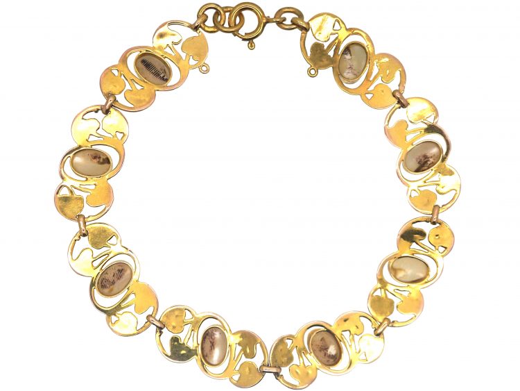 Art Nouveau 9ct Gold & Blister Pearl Bracelet