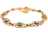 Art Nouveau 15ct Gold, Emerald & Diamond Bracelet