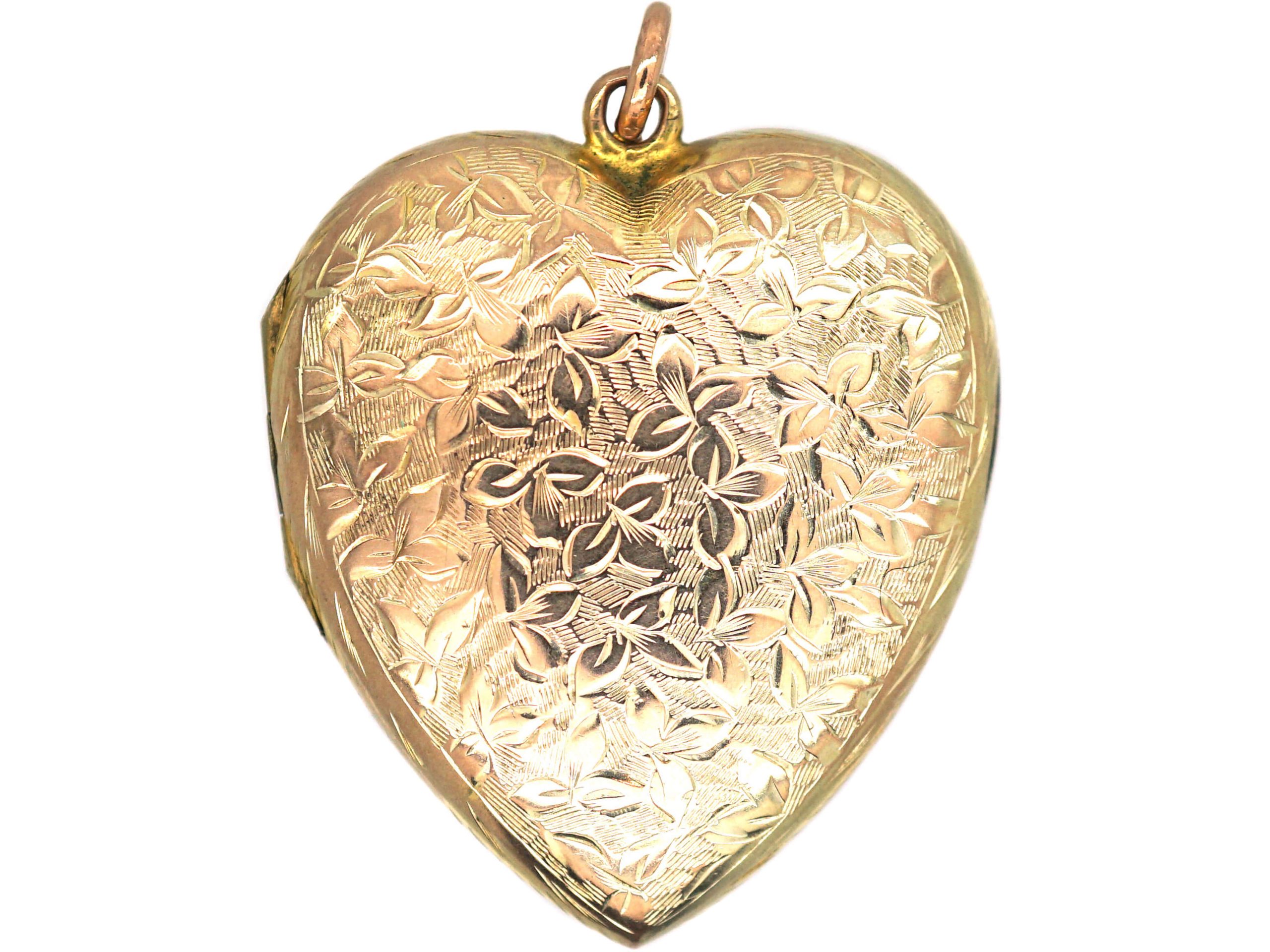 Edwardian 9ct Gold Back & Front Heart Shaped Locket With Engraved ...