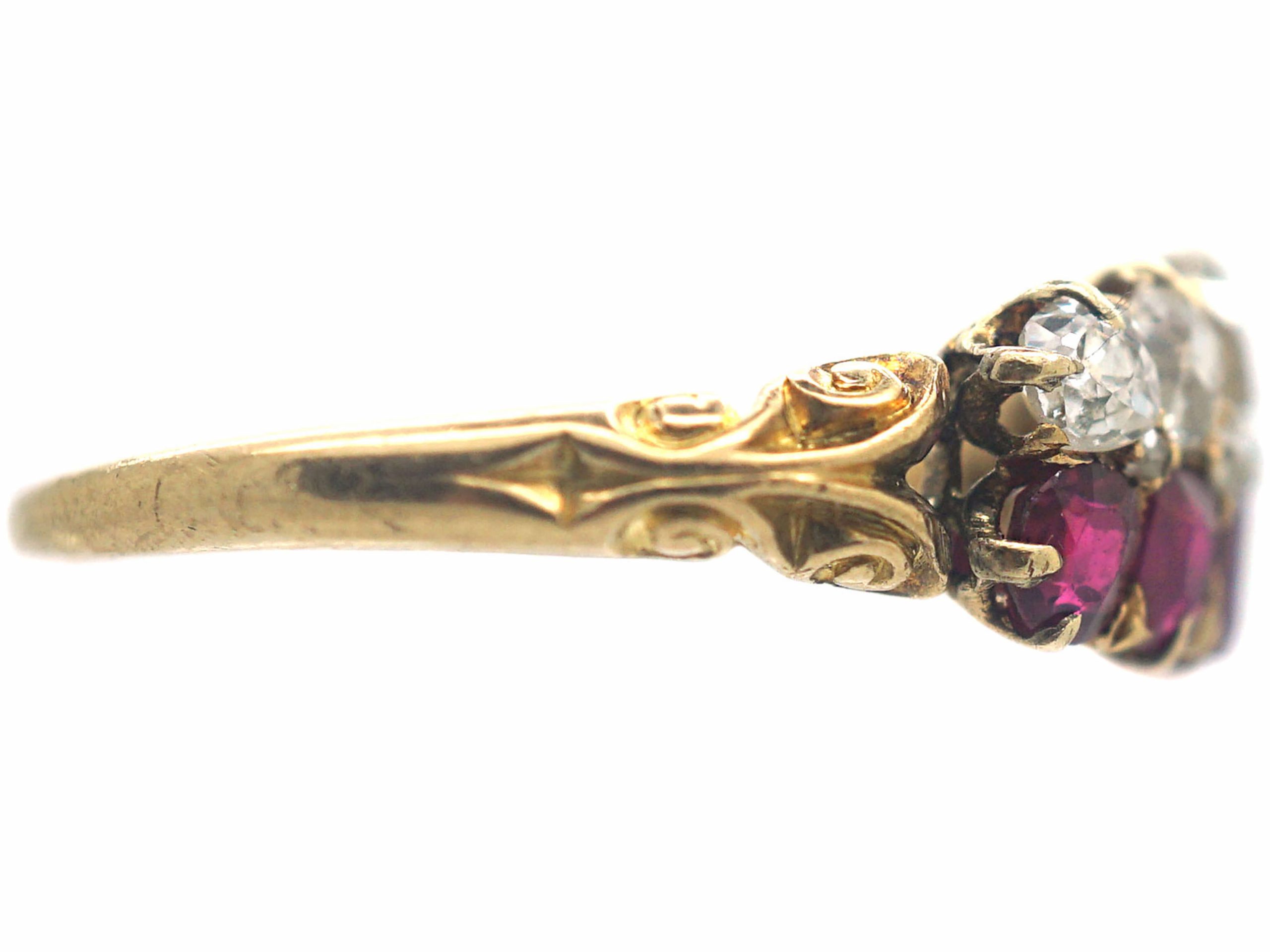 Victorian 18ct Gold, Ruby & Diamond Two Row Ring (286R) | The Antique ...