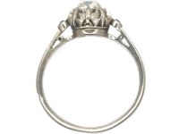 French Art Deco, Platinum & Diamond Solitaire Ring with Diamond Set Shoulders