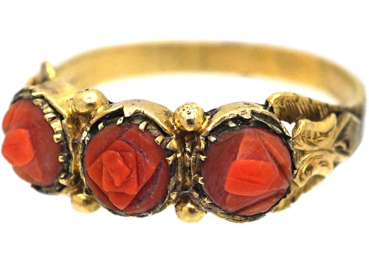 Georgian 15ct Gold Carved Coral Ring 233R The Antique Jewellery Georgian 15ct Gold Carved Coral Ring 233R The Antique Jewellery