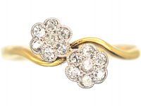 Edwardian 18ct Gold & Platinum, Double Cluster Ring set with Diamonds