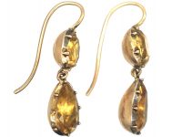 Georgian 9ct Gold & Topaz Drop Earrings