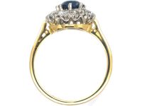 18ct Gold Royal Blue Sapphire & Diamond Cluster Ring