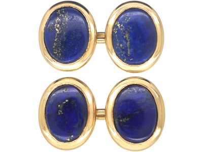 Art Deco 18ct Gold Cufflinks set with Lapis Lazuli