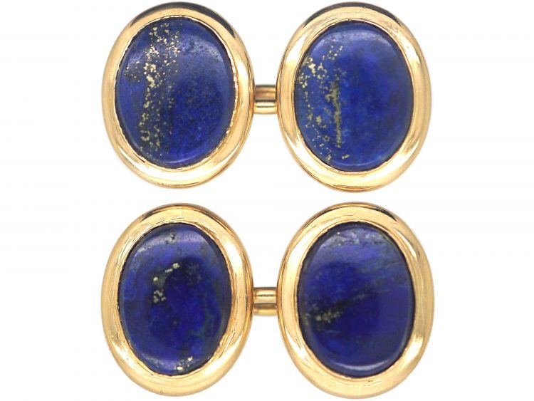 Art Deco 18ct Gold Cufflinks set with Lapis Lazuli