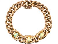 Edwardian 9ct Gold Curb Bracelet set with Three Opals