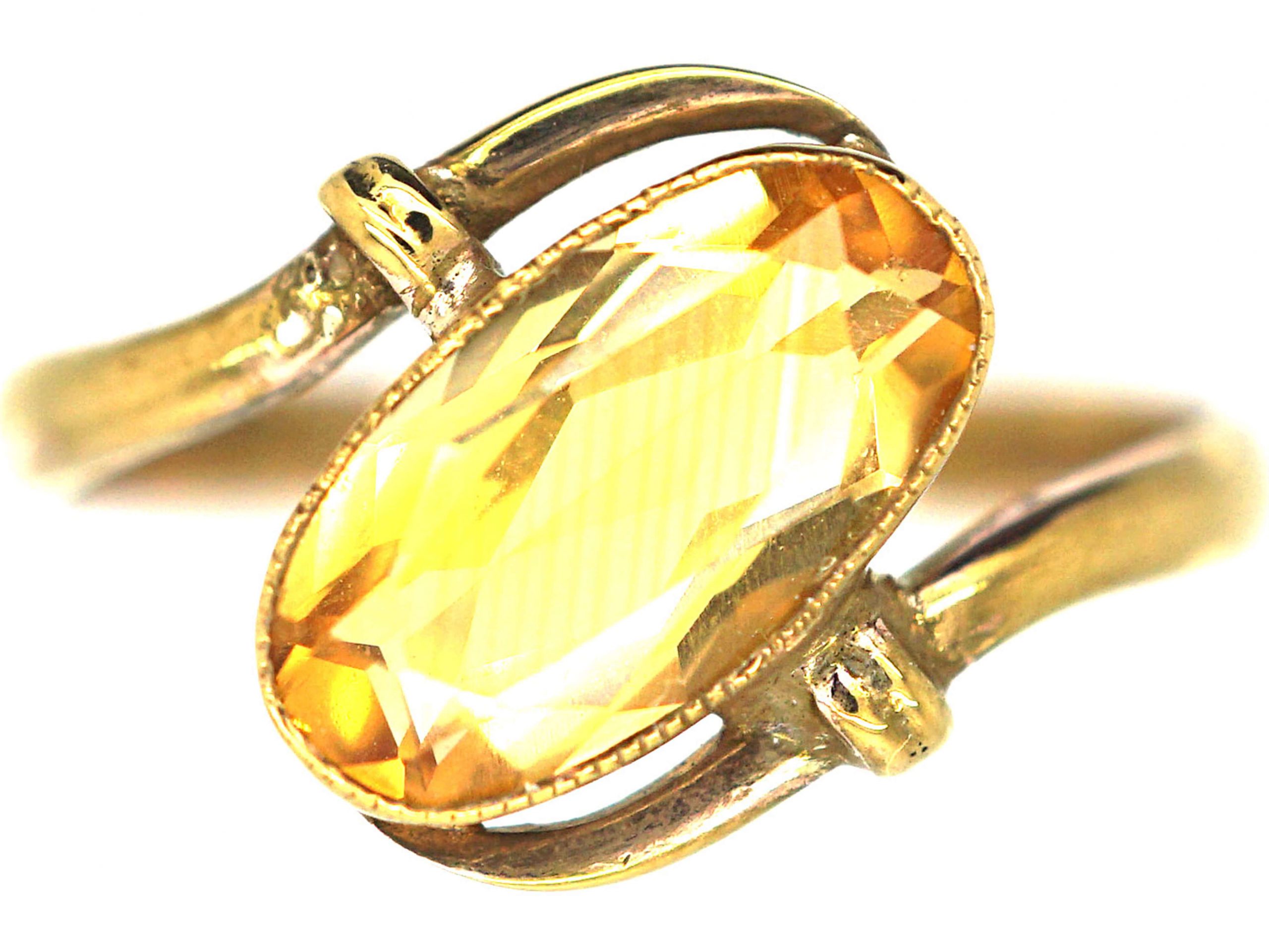 Art Nouveau 9ct Gold Citrine Twist Ring Art Nouveau 9ct Gold Citrine Twist Ring