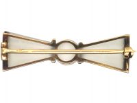 Austrian Art Deco 14ct Gold & Silver, Rock Crystal & Rose Diamond Bow Brooch