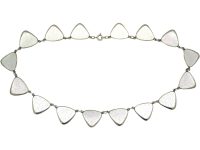 Retro Silver Gilt & White Enamel Necklace by Albert T Scharning