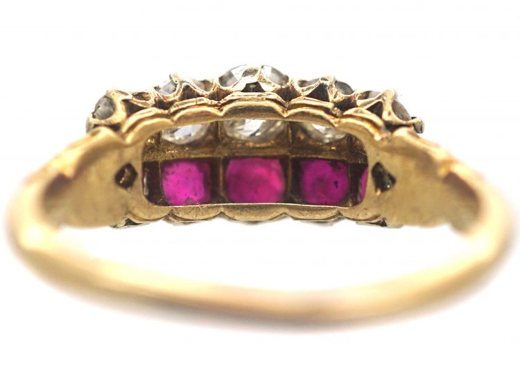 Victorian 18ct Gold, Ruby & Diamond Two Row Ring