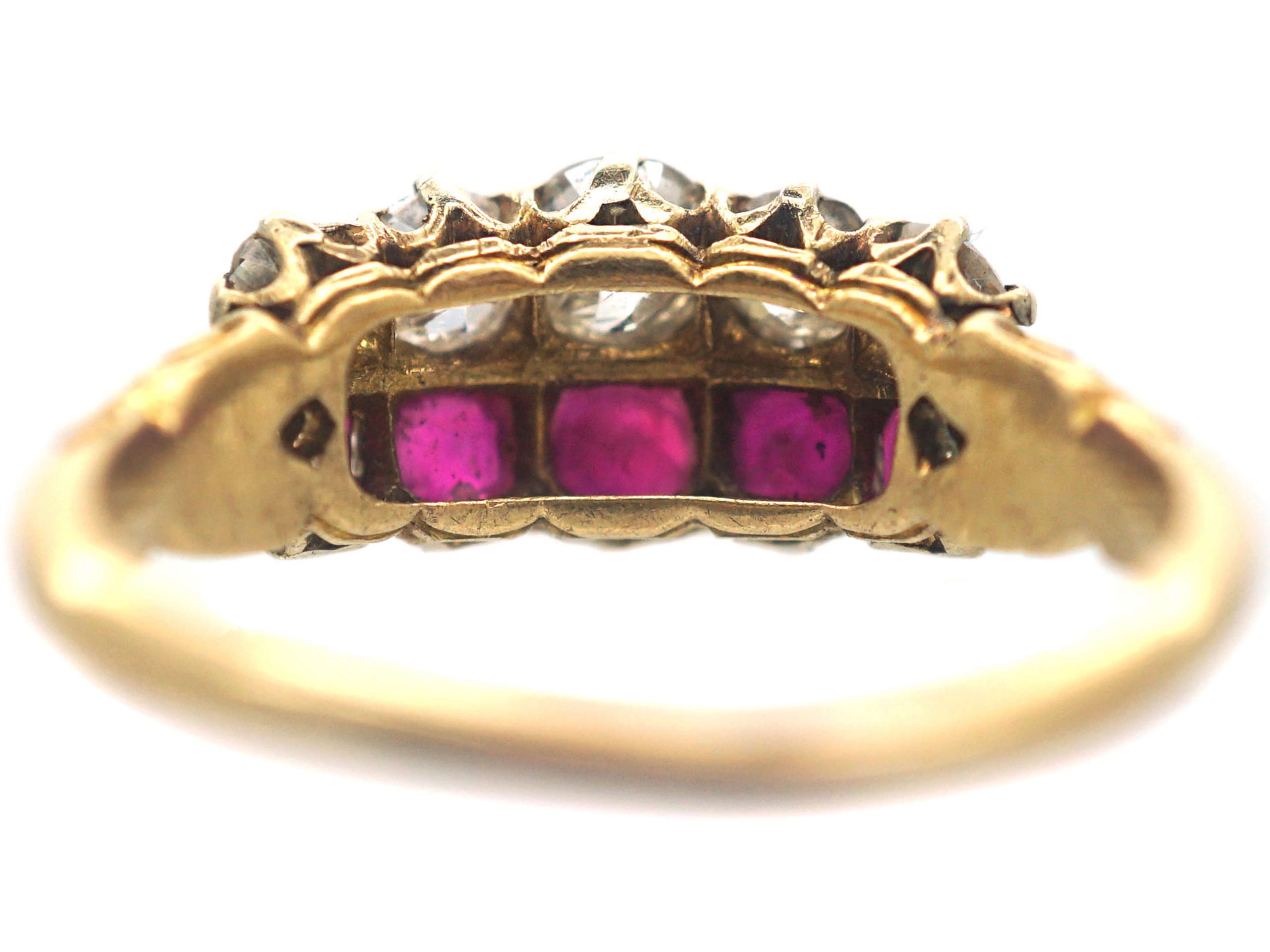 Victorian 18ct Gold, Ruby & Diamond Two Row Ring (286R) | The Antique ...