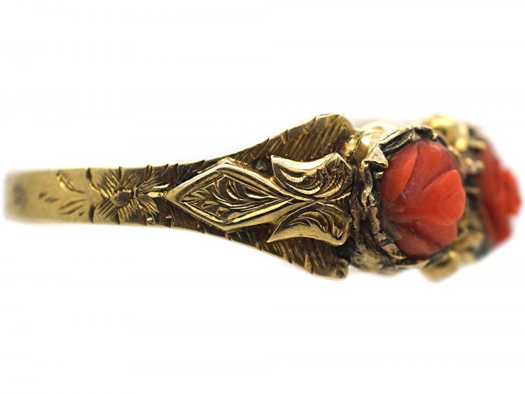 Georgian 15ct Gold & Carved Coral Ring