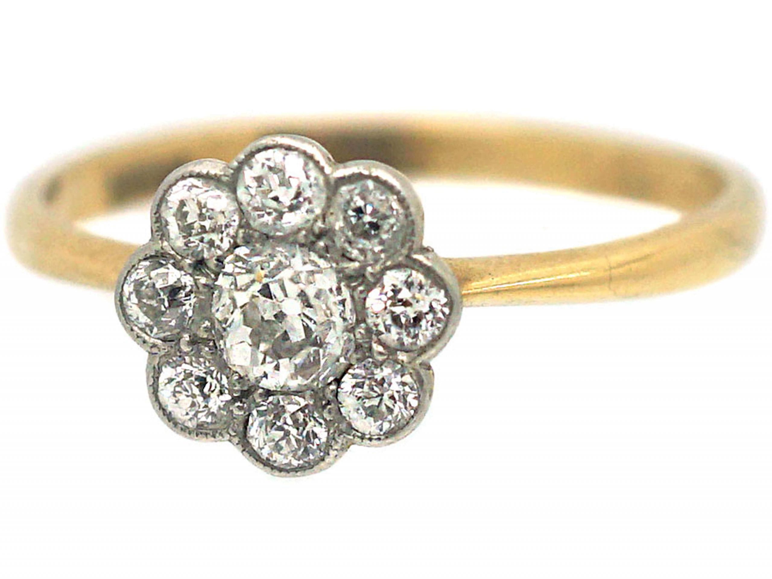 Edwardian 18ct Gold & Platinum, Diamond Daisy Cluster Ring (244R) | The ...