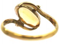 Art Nouveau 9ct Gold Citrine Twist Ring