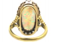 Edwardian 18ct Gold Large Opal & Diamond Oval Cluster Ring