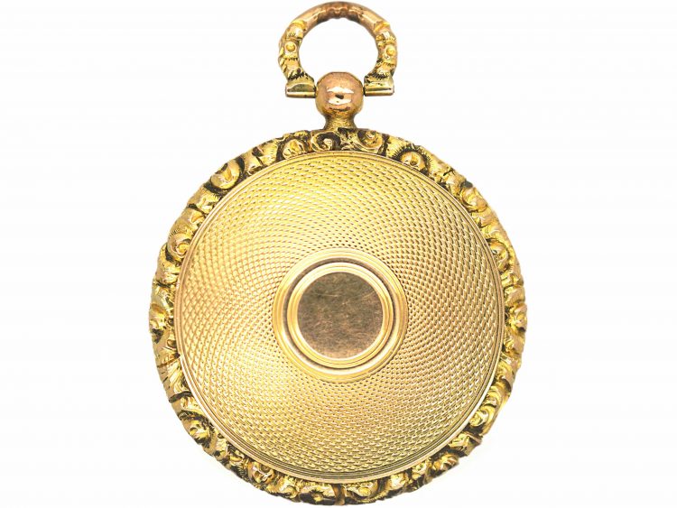 Georgian 15ct Gold Round Locket with Garter Motif