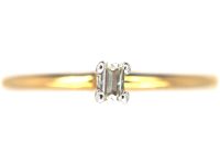 18ct Gold & Claw Set Small Baguette Diamond Ring