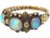 Regency 15ct Two Colour Gold Ring in an Acorn & Oak Leaf Design set with Three Opals
